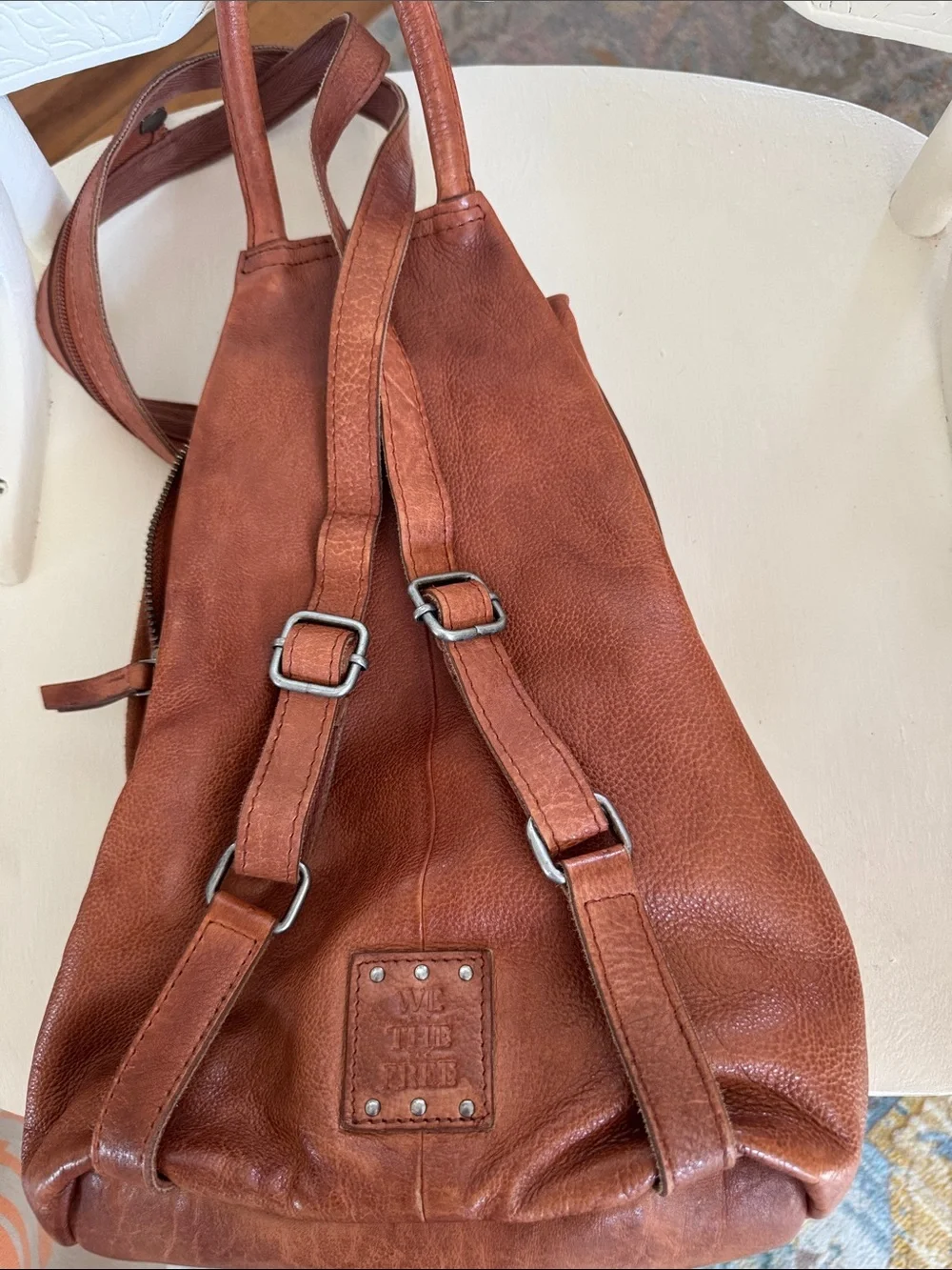 We the Free Brown Leather Sling Backpack